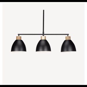 3-Bulb Metal and Wood Ceiling Lamp